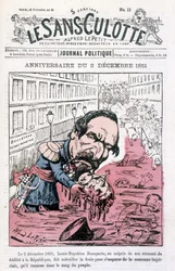 Karikatura o státním převratu Napoleona III. z 2. prosince 1851 - v „Le sans-culotte“