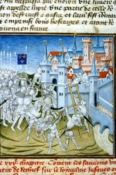 Charles Martel v Poitiers, 732 - miniatura 14. století (ref. 512, 074r) Žádost o povolení Městské knihovně v Toulouse (tel: 05 62 27 66 66)