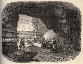 Sýry - rokfortové sklepy - rytina "” PATRIE”” - PECTUREQUIREQUE POPIS FRANCIE V 6 SVAZTECH LUCIEN HUARD - konec 19. stol.