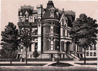 Chicago, Spojené státy americké: pohled z rohu Prairie Avenue a 22nd Street. v „“ Svět ilustruje 168 pohledů““ Nedatováno (konec 19. století)