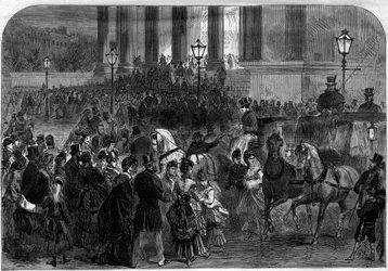 Vánoční mše o půlnoci v kostele Madeleine v Paříži v roce 1873.