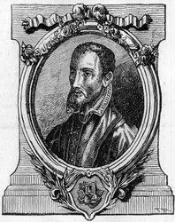 Christophe Plantin. 1514-1589. Antverpská tiskárna francouzského původu. 19. století rytina.