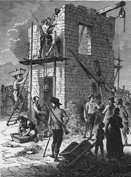 Stavba telegrafní stanice v roce 1793.