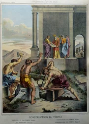 Stavba Šalomounova chrámu - v „“Svaté historii“, ed. Hachette
