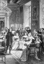 Corneille čte svou tragédii Polyeucte v Hotel de Rambouillet - v „Histoire de France od nejvzdálenějších časů do roku 1789“ od M. Guizota