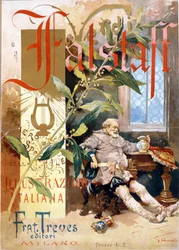 Obálka speciálního vydání „Italské ilustrace“ „u příležitosti prvního provedení opery Giuseppe Verdiho Falstaff v roce 1893.