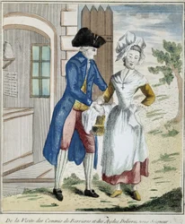 Clo: bariérová daň - karikatura kolem roku 1800