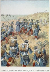 Vylodění Francouzů v Sidi - Ferruch, Alžírsko, 14. června 1830 - v „“ Histoire de France““
