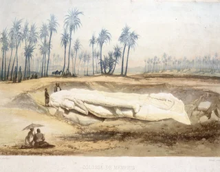 Objev kolosu Memphis, starověký Egypt