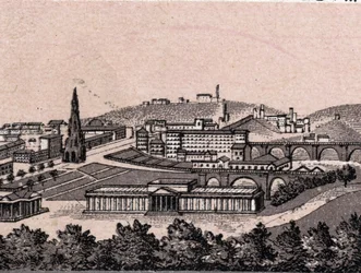 Edinburgh, Skotsko: pohled na město z hradu Edinburgh. v „“ Svět ilustruje 168 pohledů““ Nedatováno (konec 19. století)