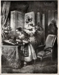 Rytina 19. století pro román Madame Cottin (Sophie Cottin Rostand) (1770-1807) „“Malvína““ - Soukromá sbírka