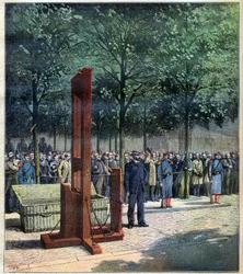 Poprava gilotinou vrahů z Courbevoie, Dorého a Berlanda, před věznicí La Roquette v Paříži, 08/08/1891