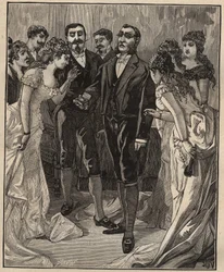 Slavné diamanty: Banker Vanlerberghe zobrazující falešného regenta na začátku 19. století. Rytina z roku 1885 v „“Les arts et metiers illustres““ od Adolphe BITARDA.