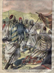Ferdinand de Behagle (1857-1899) (francouzský cestovatel) zajal Rabaha a poté ho sultán nechal usmrtit oběšením 1899 - rytina v „Le-Pelerin“ z roku 1899