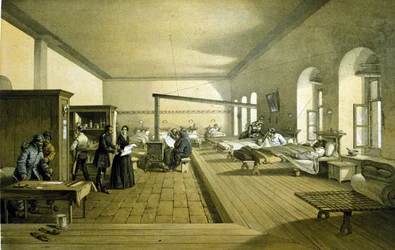 Florence Nightingale (1820 - 1910) v nemocnici v Scutari v Turecku kolem roku 1855