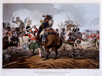 Francouzští curassiers u Waterloo – v „“ Historické, vojenské a námořní anekdoty a incidenty, které dorazily do náruče Velké Británie a jejich spojenců a skončily ve Waterloo“ – Edward Orme, nemocný. od Fry, Londýn