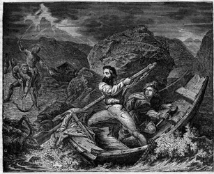 Guillaume Tell (William Tell) zachraňující Baumgartnera.