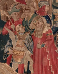 Historie Saint Piat a Saint Eleuthère, scéna 12: Vzkříšení dcery tribuna Detail.