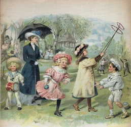 Ilustrace v knize "La jour de Ginette et Raymond", počátek 20. století.