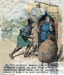 Ilustrace konce 19. století k pohádce Hanse Christiana Andersena (1805-1875) „Grand Claus and Little Claus“ (Klaus). Soukromá sbírka.