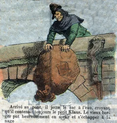 Ilustrace konce 19. století k pohádce Hanse Christiana Andersena (1805-1875) „Grand Claus and Little Claus“ (Klaus). Soukromá sbírka.