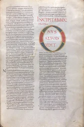 Incipit Habakuk Profa. Incipit Knihy proroka Habakuka, 11. století (miniatura, blánový rukopis)