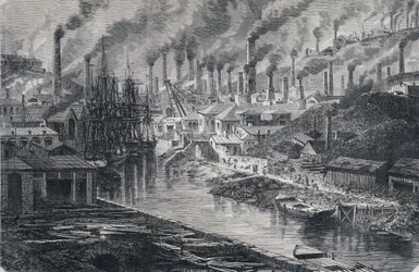 Průmysl v Anglii: měděná továrna pana Viviana (Manchester), „Cesta kolem světa“, 2. týden 1865