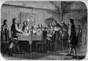 James Boswell (1740-1795) skotský spisovatel a právník, syn lorda Alexandra Boswella přijatý během setkání u jídla podávaného Pascalem (Pasqualem) Paolim. V "" Pasquale Paoli nebo na trase Pontenuovo "" "od F.D. Guerrazzi. 1872.