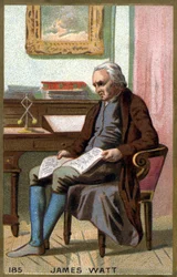 James Watt (1736 -1819) ve své kanceláři. Chromolitografie 19. století.