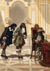Jean Baptiste (Jean-Baptiste) Colbert (1619-1683) představuje Jeana Dominique Cassiniho (1625-1712), francouzského astronoma. po „Věda a její muži od Louise Figuiera“. Barcelona 1881