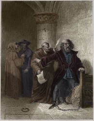 Jeroným Pražský odmítající abúzu - Jeroným Pražský (1379-1416) církevní reformátor, odmítající odvolání - Rytí do „“ Lidové půsty aneb Dějiny hrdinských činů lidu a jejich vlivu na vědu, umění, průmysl a zemědělství“ od Alphonse