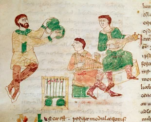 Kejklíři a dvorní hudebníci (miniaturní, 9. století)