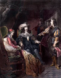 LOUIS XIII., francouzský král s Henri Coiffier de Ruze d
