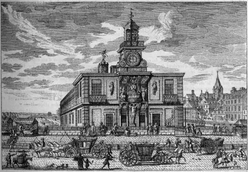 La Samaritaine, vodní pumpa umístěná na mostě Nová rytina 17. století. Gravírování v "" přírodě. Vědecký časopis a jeho aplikace v umění a průmyslu.