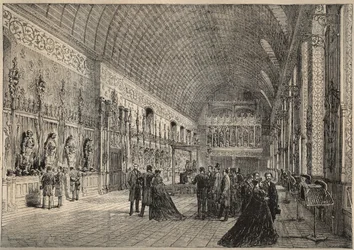 Zbrojnice hradu Pierrefonds - restituce od Viollet-Leduc (Viollet Leduc) rytina z roku 1880