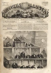 Zákonodárný orgán – zasedání 14. března 1861 – Pierre Jules Baroche (1802–1870) odpovídá Julesi Favreovi (1809–1880) – Illustrous Universe of 1861