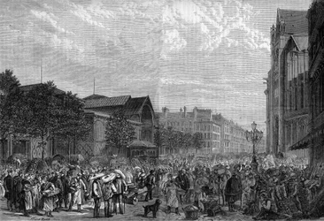 Les Halles v centru Paříže v roce 1878.