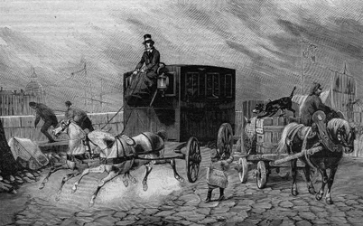 Les Omnibus de Paris v 19. století: la Bearnaise - rytina z roku 1892