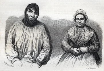 Les epoux Dumollard (Martin Dumollard (1810-1862) a jeho manželka komplice Marie Anne (Marie-Anne) Martinet (1814-1875) Rytina 19. stol.