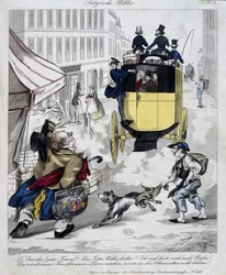 Man press postrádá Omnibus. Kreslený film vyrobený kolem roku 1840