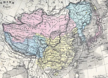 Mapa Číny a Japonska. V polovině 19. stol.