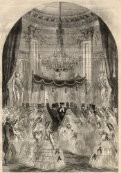Sňatek barona Alphonse de Rothschild (1827-1905) a Leonory de Rotschild (1837-1911). Mary se naučila házet drink na podlahu, což je poslední fáze židovského sňatku nazývaná „rozbité sklo“. Gravírování do „“The Illustrated London News““ z března