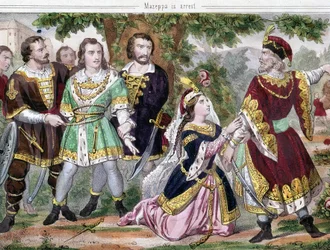 Mazeppa se zastavil. Ilustrace k básni Lorda Byrona „Mazeppa““ publikované v roce 1819. 19. století.