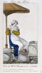 Obchodník s fazolemi a sušenou čočkou - v „“ Cris de Paris“, deb. 19. století