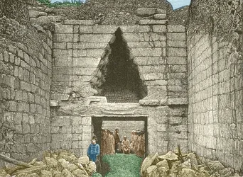 Mycenes, brána lvů objevená Schliemannem