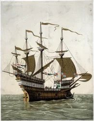 Loď Jindřicha VIII. (1520) Anglie - podle J. Holbeina