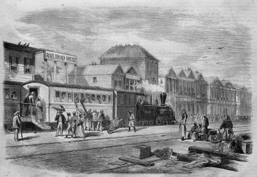 Nová Granada (dnešní Kolumbie): Aspinwallská železnice, výchozí bod z transistmické šíje k Panamské šíji. v „The Illustrated Universe“, 7.4.1866.