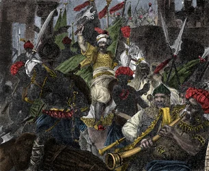 29. května 1453 zaútočil na Konstantinopol sultánem Osmanské říše Muhammad II. - Dobytí Konstantinopole: armáda osmanského sultána Mehmeta II. (Mehmed II. Dobyvatel nebo Muhammad II. Fatih) (1430-1481) obléhala město Konstantinopol v r. 1