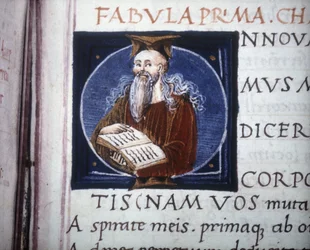 Ovidius (Ovidio) (43 př. n. l.) JC - 17 nebo 18 n. l. JC) zastoupený v rukopisu z 15. století. Městská bibli. z Rimini.