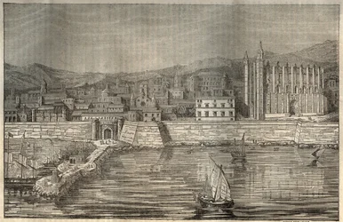 Palma de Mallorca, Mallorca (Malorca), Baleárské ostrovy - rytina 1837